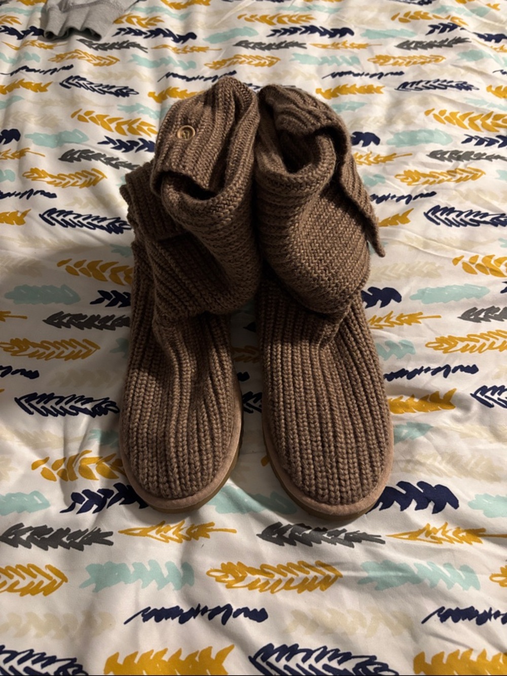 Cozy Knit Slouch Booties - Taupe